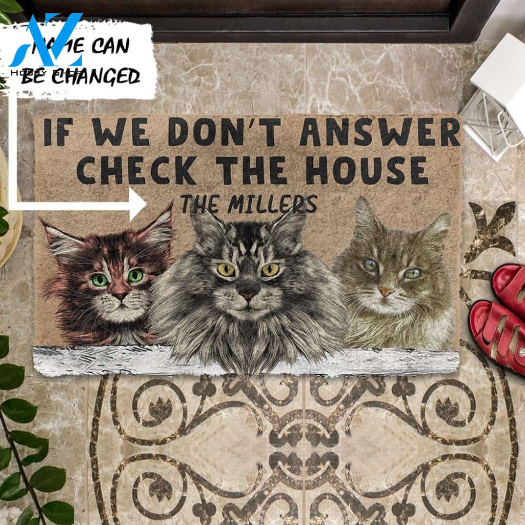 3D Check The Maine Coon House Custom Name Doormat | Welcome Mat | House Warming Gift