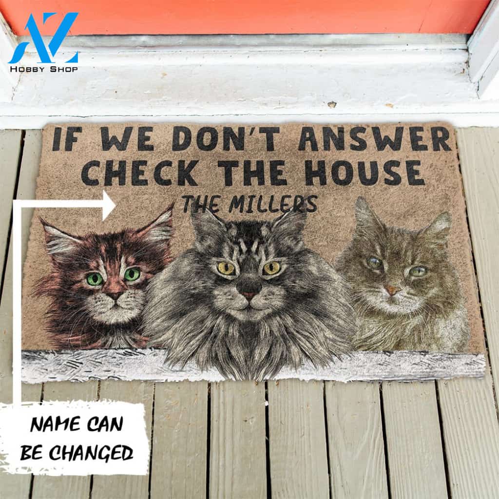 3D Check The Maine Coon House Custom Name Doormat | Welcome Mat | House Warming Gift