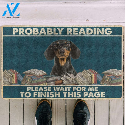 3D Dachshund Probably Reading Please Wait Custom Doormat | Welcome Mat | House Warming Gift