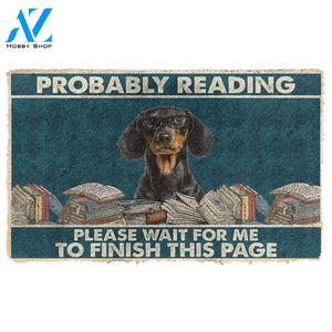 3D Dachshund Probably Reading Please Wait Custom Doormat | Welcome Mat | House Warming Gift