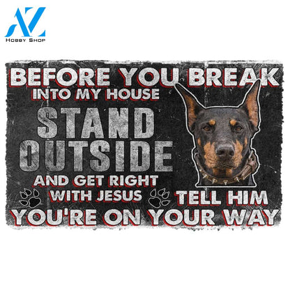 3D Doberman Pinscher Before You Break Into My House Custom Doormat | Welcome Mat | House Warming Gift
