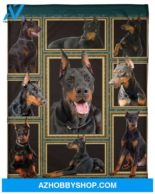3D Doberman Pinscher Fleece Blanket