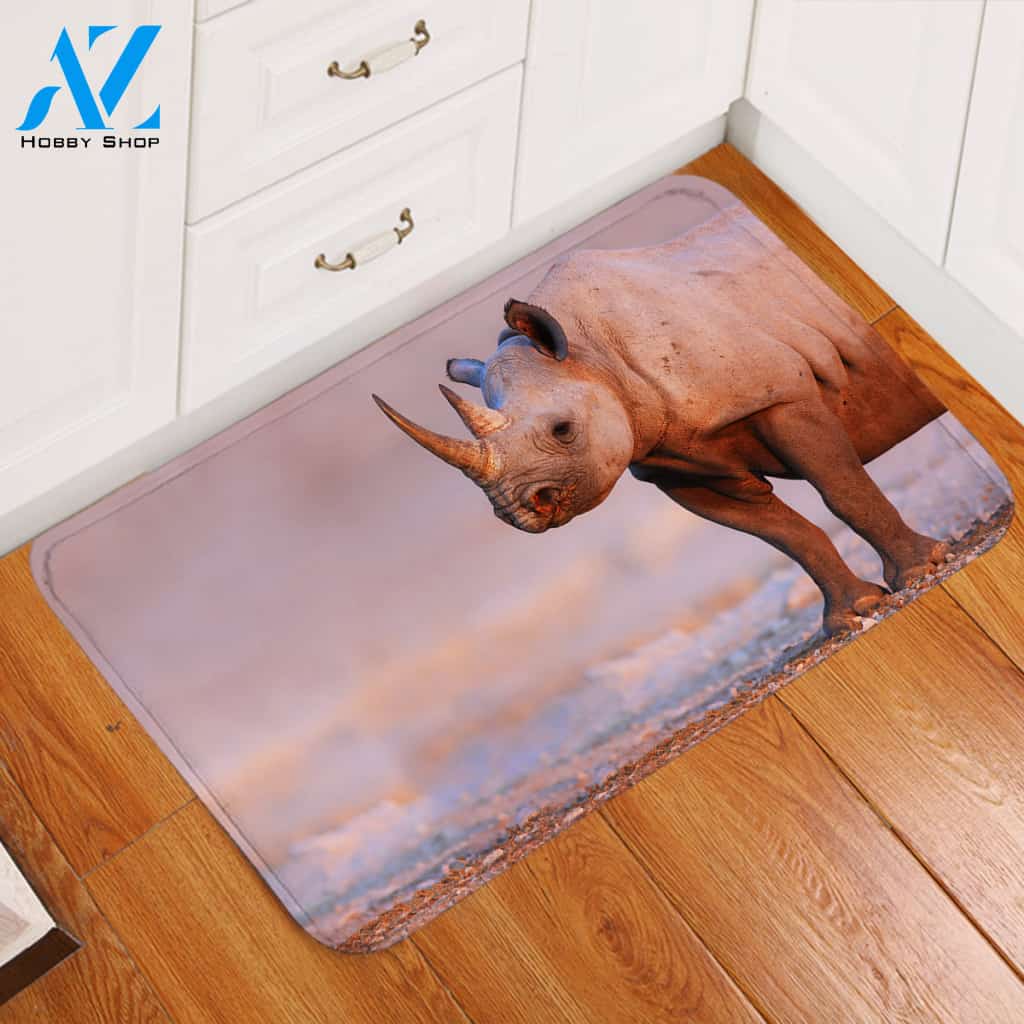 3D Double Horns Rhino Door Mat