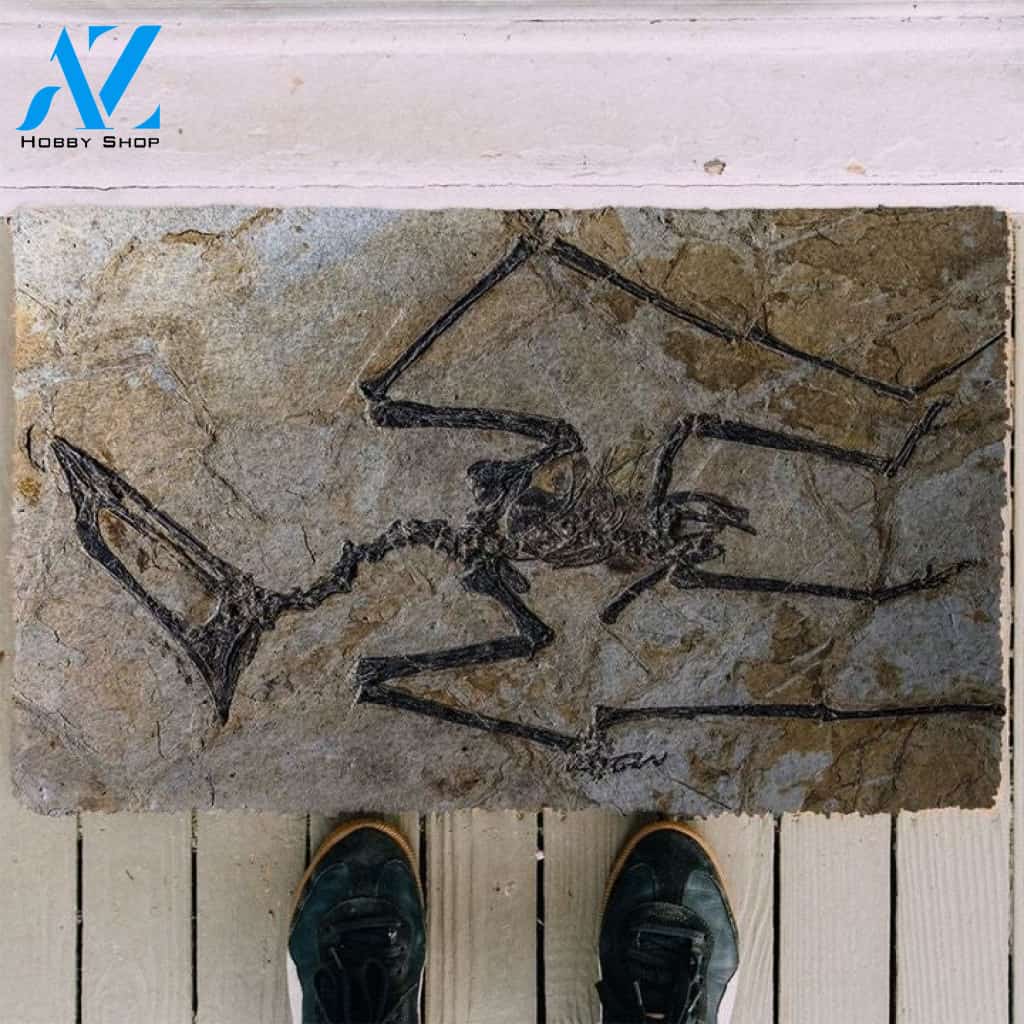 3D Flying Dinosaur Fossil Funny Indoor And Outdoor Doormat Gift For Archeology Lovers Birthday Gift Decor Warm House Gift Welcome Mat