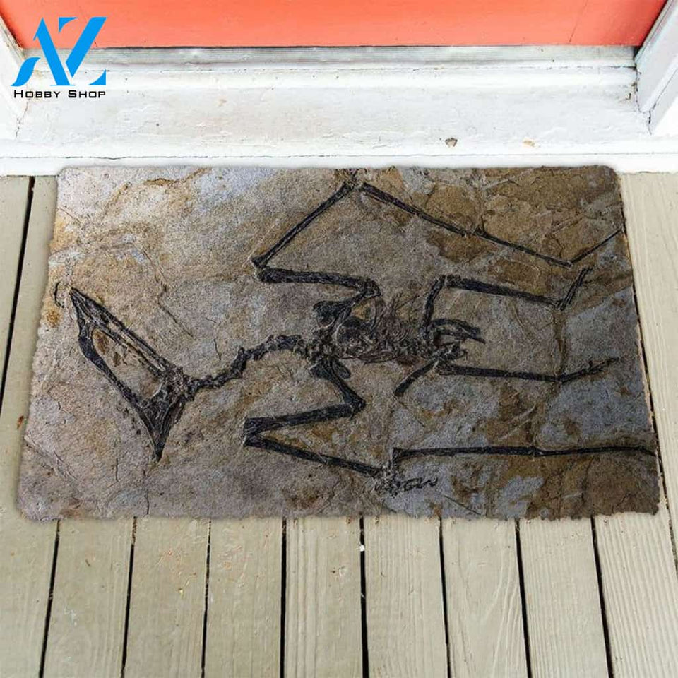 3D Flying Dinosaur Fossil Funny Indoor And Outdoor Doormat Gift For Archeology Lovers Birthday Gift Decor Warm House Gift Welcome Mat