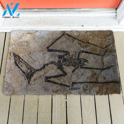 3D Flying Dinosaur Fossil Funny Indoor And Outdoor Doormat Gift For Archeology Lovers Birthday Gift Decor Warm House Gift Welcome Mat