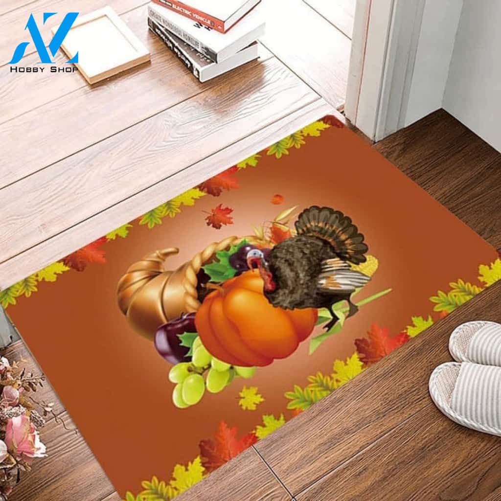 3D Foods For Thanksgiving Turkey Pumpkin Grapes Doormat Welcome Mat Housewarming Home Decor Funny Doormat Gift Idea