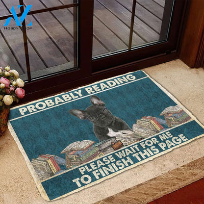 3D French Bulldog Probably Reading Please Wait Custom Doormat | Welcome Mat | House Warming Gift