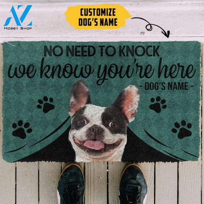 3D French Bulldog We Know Youre Here Custom Name Doormat | Welcome Mat | House Warming Gift