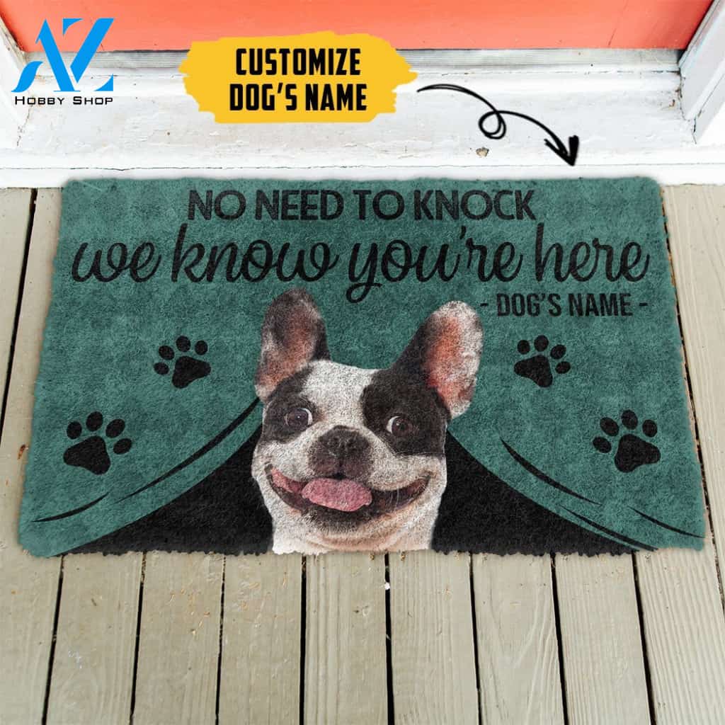 3D French Bulldog We Know Youre Here Custom Name Doormat | Welcome Mat | House Warming Gift