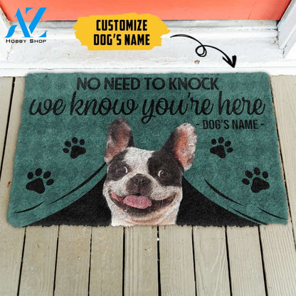3D French Bulldog We Know Youre Here Custom Name Doormat | Welcome Mat | House Warming Gift