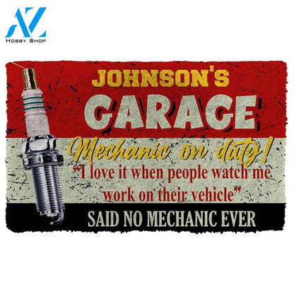 3D Garage Mechanic On Duty Custom Name Doormat | Welcome Mat | House Warming Gift