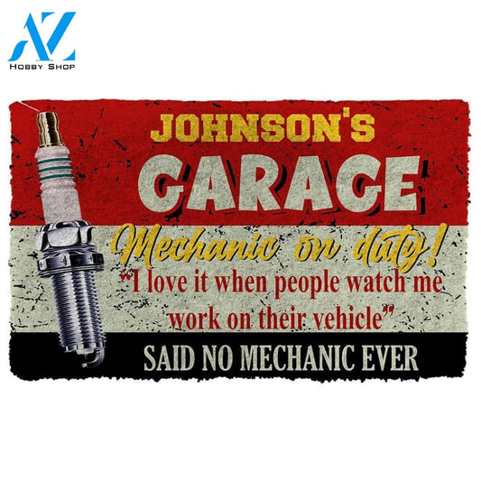 3D Garage Mechanic On Duty Custom Name Doormat | Welcome Mat | House Warming Gift