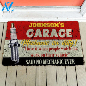 3D Garage Mechanic On Duty Custom Name Doormat | Welcome Mat | House Warming Gift