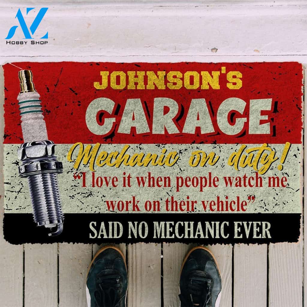 3D Garage Mechanic On Duty Custom Name Doormat | Welcome Mat | House Warming Gift