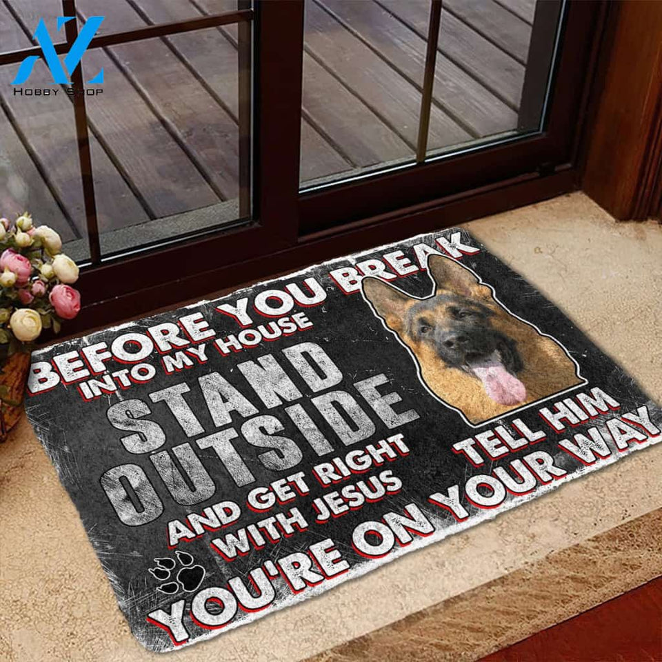 3D German Shepherd Before You Break Into My House Custom Doormat | Welcome Mat | House Warming Gift