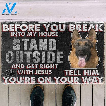 3D German Shepherd Before You Break Into My House Custom Doormat | Welcome Mat | House Warming Gift