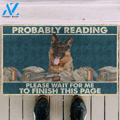 3D German Shepherd Probably Reading Please Wait Custom Doormat | Welcome Mat | House Warming Gift