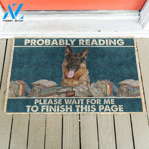 3D German Shepherd Probably Reading Please Wait Custom Doormat | Welcome Mat | House Warming Gift