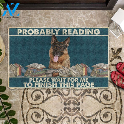 3D German Shepherd Probably Reading Please Wait Custom Doormat | Welcome Mat | House Warming Gift