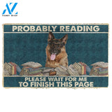 3D German Shepherd Probably Reading Please Wait Custom Doormat | Welcome Mat | House Warming Gift