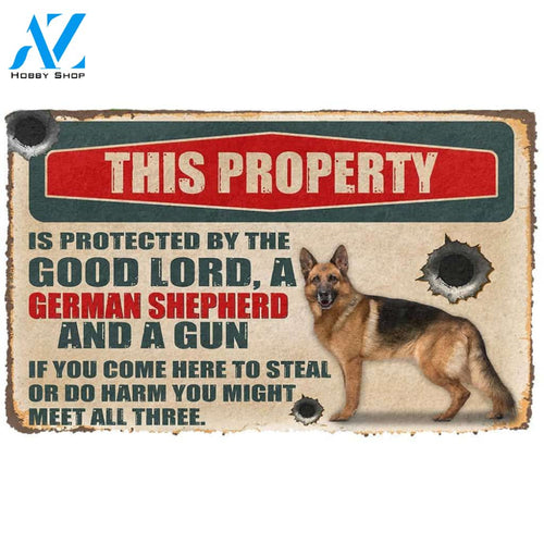 3D German Shepherd This Property Is Protected Custom Doormat | Welcome Mat | House Warming Gift
