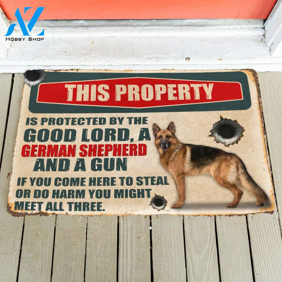 3D German Shepherd This Property Is Protected Custom Doormat | Welcome Mat | House Warming Gift