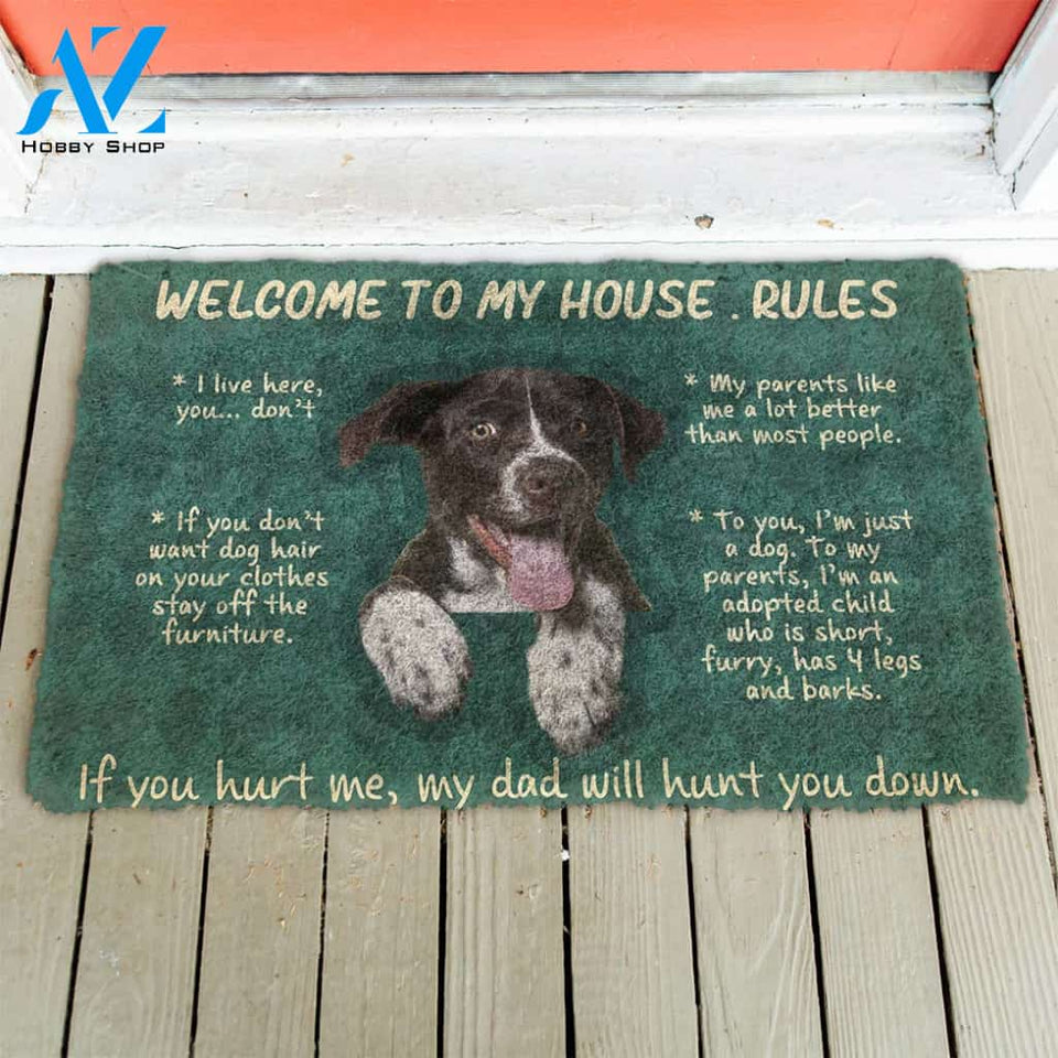 3D German Shorthaired Pointers Welcome To My House Rules Custom Doormat | Welcome Mat | House Warming Gift