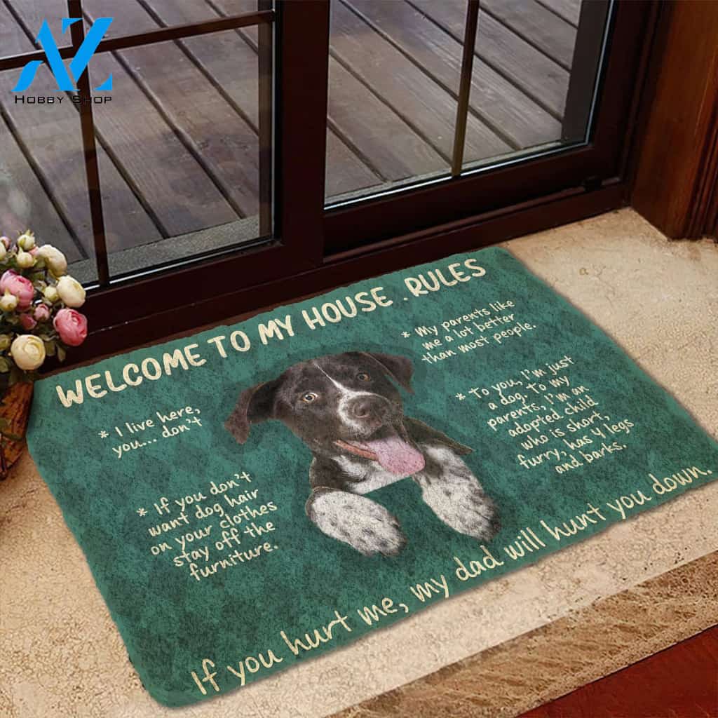 3D German Shorthaired Pointers Welcome To My House Rules Custom Doormat | Welcome Mat | House Warming Gift