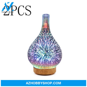 3D Glass Aroma Diffuser Colorful Lamp Humidifier Night Light Aus2Pcs