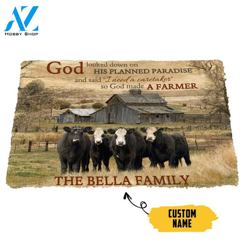 3d God Made A Farmer Custom Name Doormat | Welcome Mat | House Warming Gift
