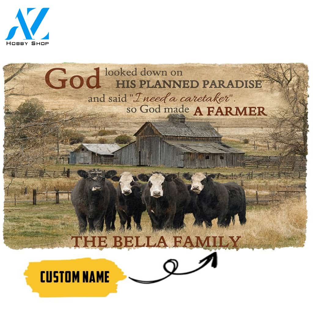 3d God Made A Farmer Custom Name Doormat | Welcome Mat | House Warming Gift