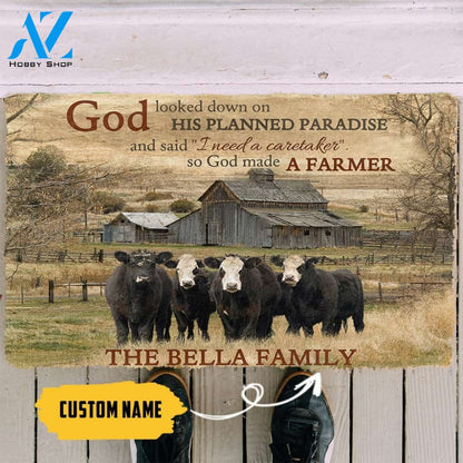 3d God Made A Farmer Custom Name Doormat | Welcome Mat | House Warming Gift