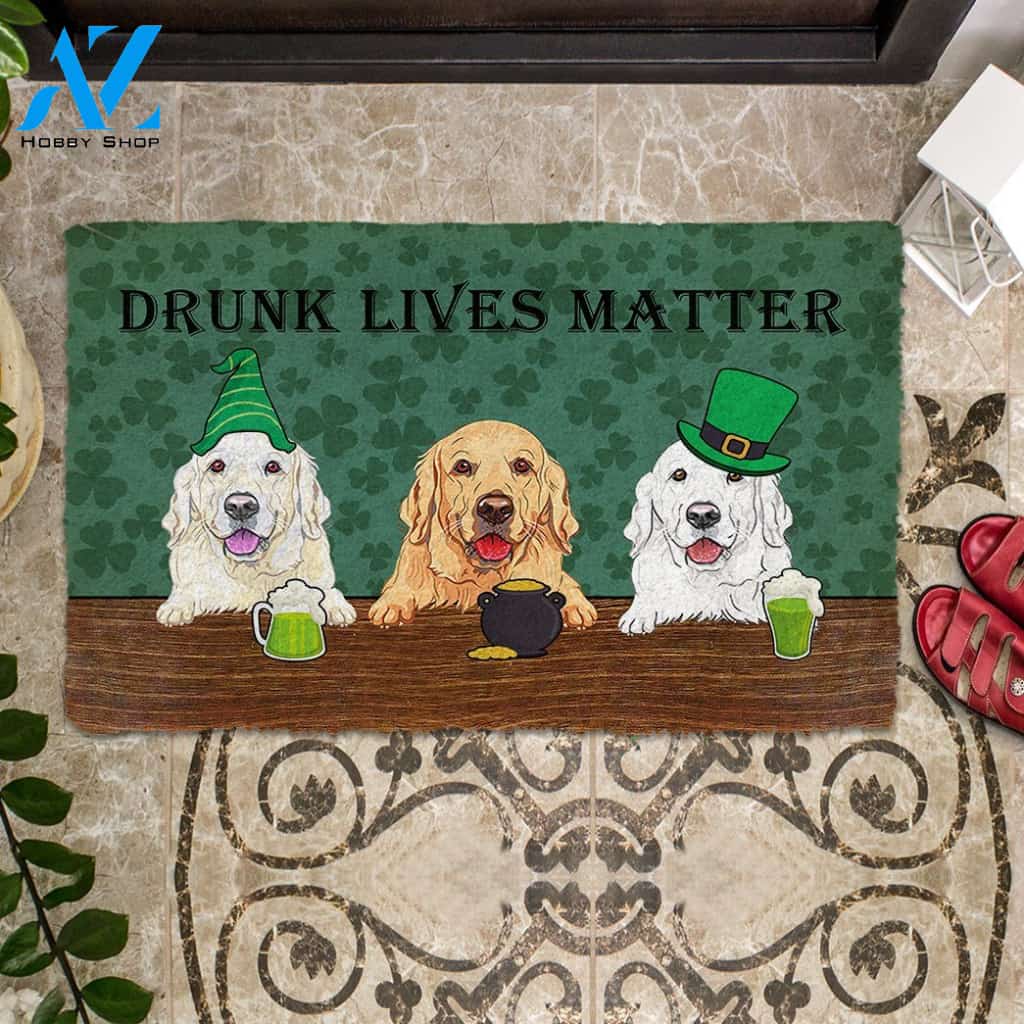 3D Golden Retriever Drunk Lives Matter Doormat | Welcome Mat | House Warming Gift