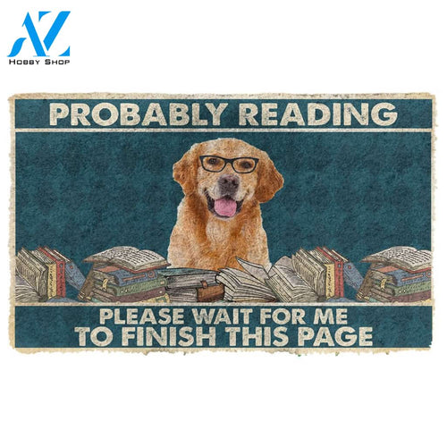 3D Golden Retriever Probably Reading Please Wait Custom Doormat | Welcome Mat | House Warming Gift