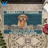 3D Golden Retriever Probably Reading Please Wait Custom Doormat | Welcome Mat | House Warming Gift