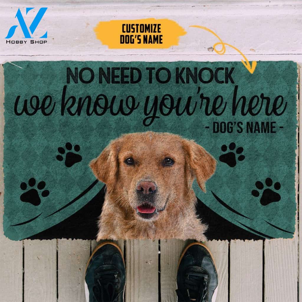 3D Golden Retriever We Know You Are Here Custom Name Doormat | Welcome Mat | House Warming Gift