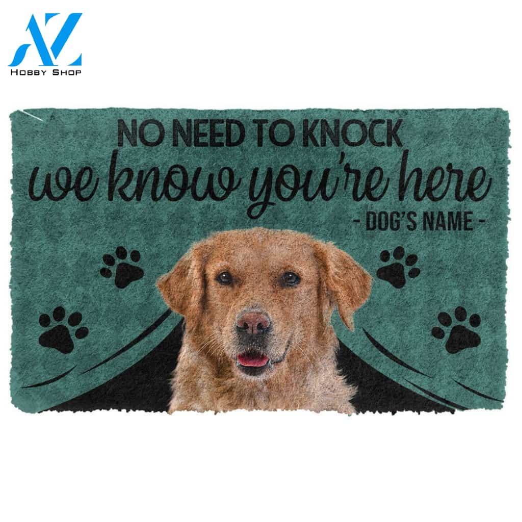 3D Golden Retriever We Know You Are Here Custom Name Doormat | Welcome Mat | House Warming Gift