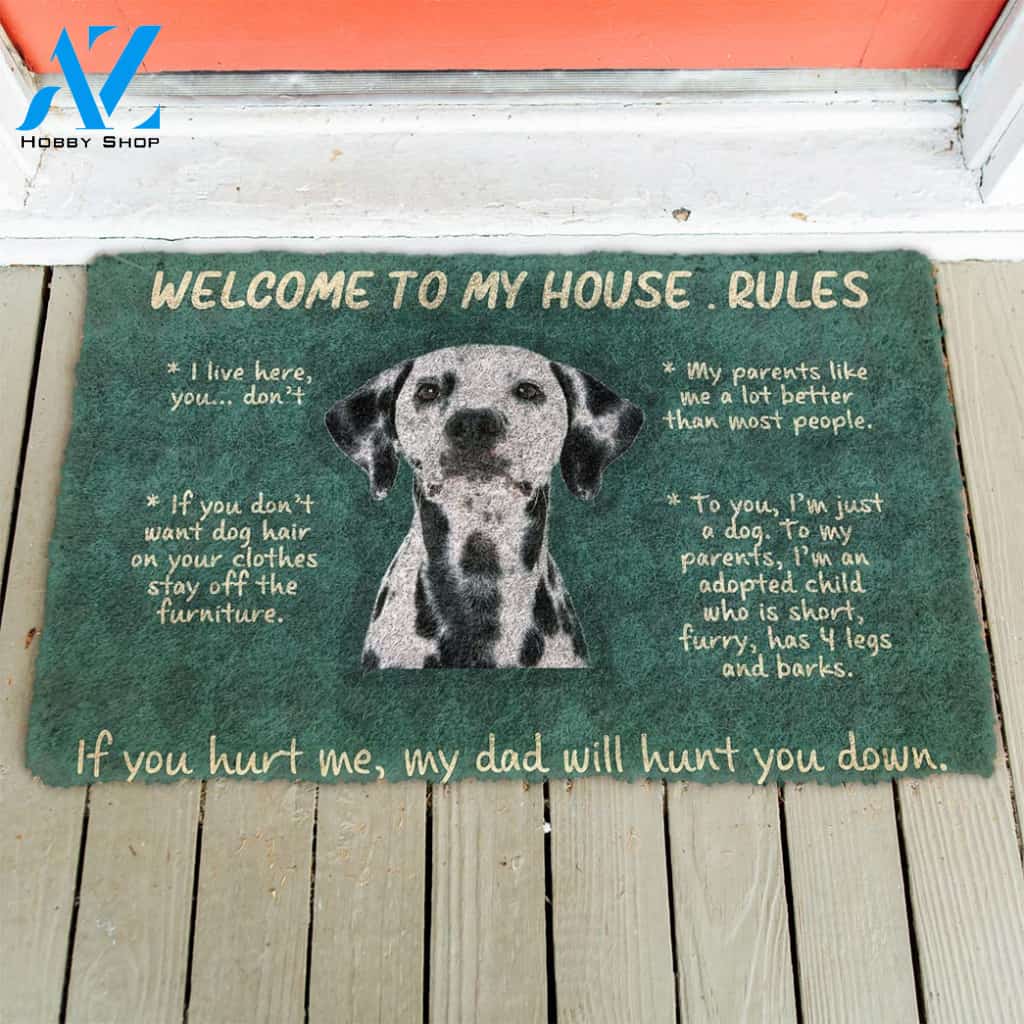 3D Great Dane Dog Welcome To My House Rules Custom Doormat | Welcome Mat | House Warming Gift