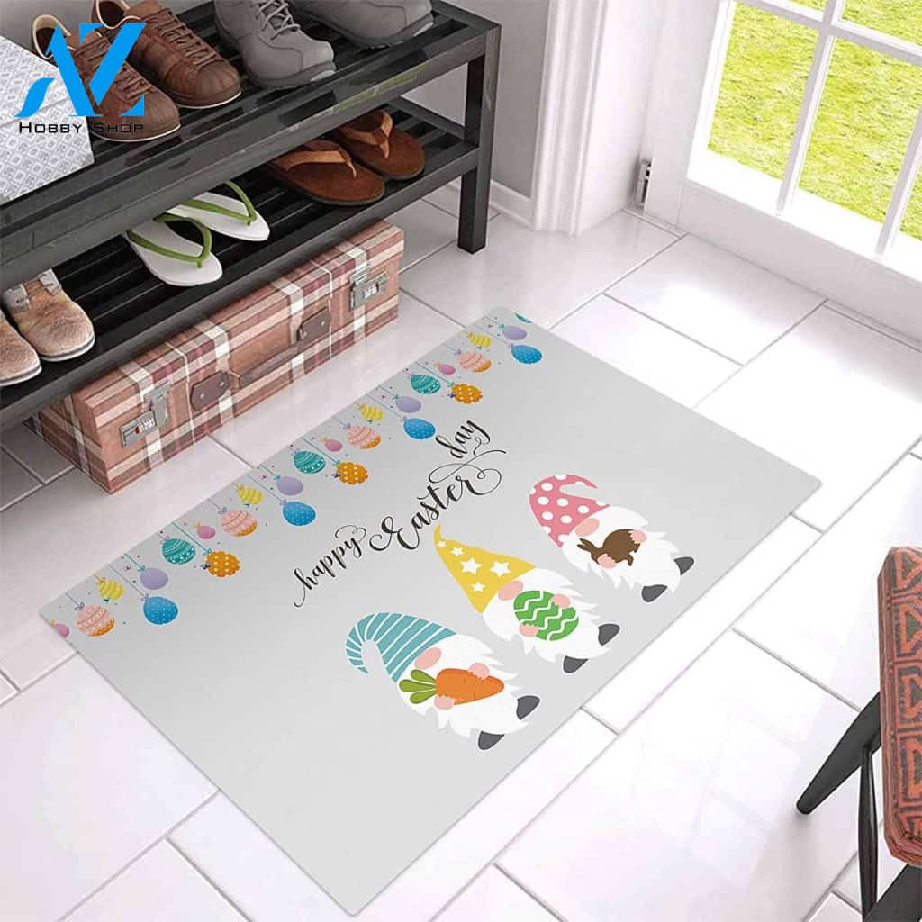 3D Happy Easter Gnomes Custom Name Doormat | Welcome Mat | House Warming Gift