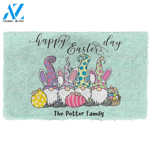 3D Happy Easter Gnomes Custom Name Doormat | Welcome Mat | House Warming Gift