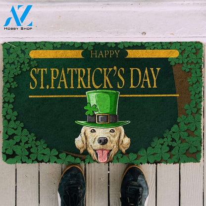 3D Happy St Patrick Day Labrador Retriever Custom Doormat | Welcome Mat | House Warming Gift