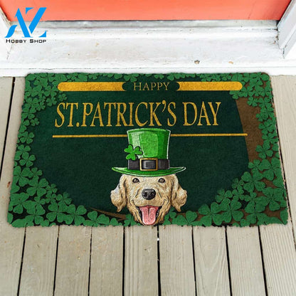3D Happy St Patrick Day Labrador Retriever Custom Doormat | Welcome Mat | House Warming Gift