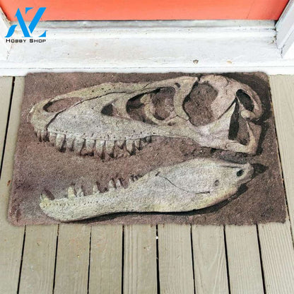 3D Head Dinosaur Fossil Funny Indoor And Outdoor Doormat Gift For Archeology Lovers Birthday Gift Decor Warm House Gift Welcome Mat