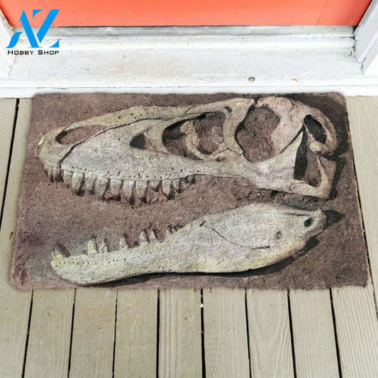 3D Head Dinosaur Fossil Funny Indoor And Outdoor Doormat Gift For Archeology Lovers Birthday Gift Decor Warm House Gift Welcome Mat