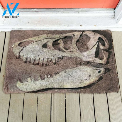 3D Head Dinosaur Fossil Funny Indoor And Outdoor Doormat Gift For Archeology Lovers Birthday Gift Decor Warm House Gift Welcome Mat