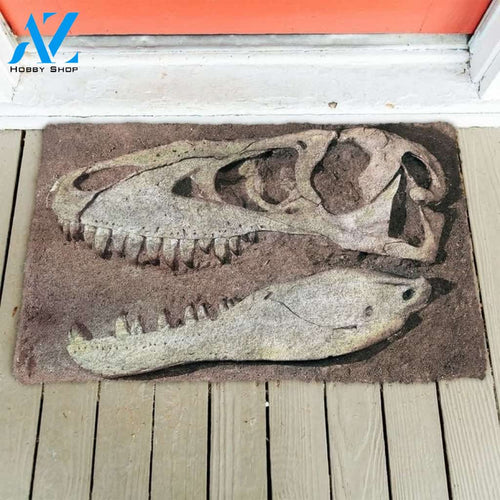 3D Head Dinosaur Fossil Funny Indoor And Outdoor Doormat Gift For Archeology Lovers Birthday Gift Decor Warm House Gift Welcome Mat
