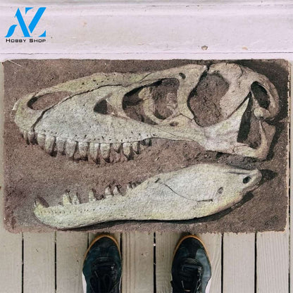 3D Head Dinosaur Fossil Funny Indoor And Outdoor Doormat Gift For Archeology Lovers Birthday Gift Decor Warm House Gift Welcome Mat