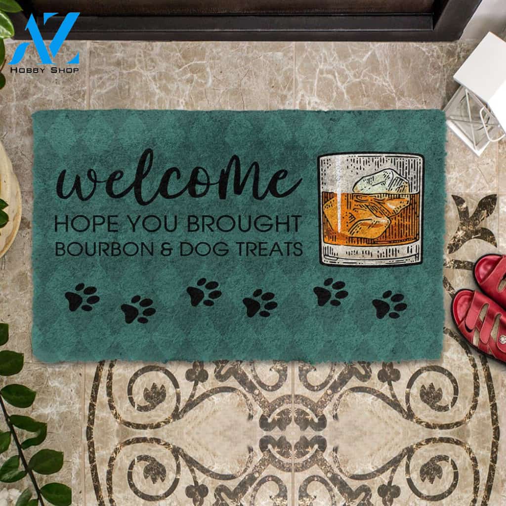 3D Hope You Brought Bourbon And Dog Treats Custom Doormat | Welcome Mat | House Warming Gift