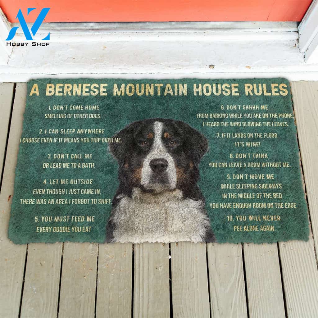3D House Rules Bernese Mountain Dog Doormat | Welcome Mat | House Warming Gift